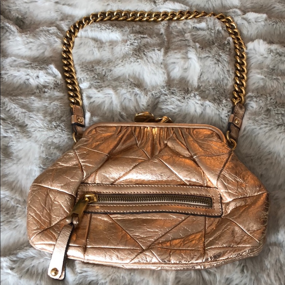 Marc Jacobs rose gold metallic mini stam bag